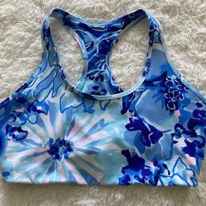 Lilly Pulitzer Luxletic Sports Bra Blue Floral M